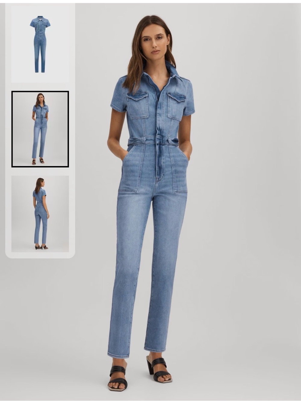 Good American Denim Skinny Jumpsuit in Mid Blue Small NWT